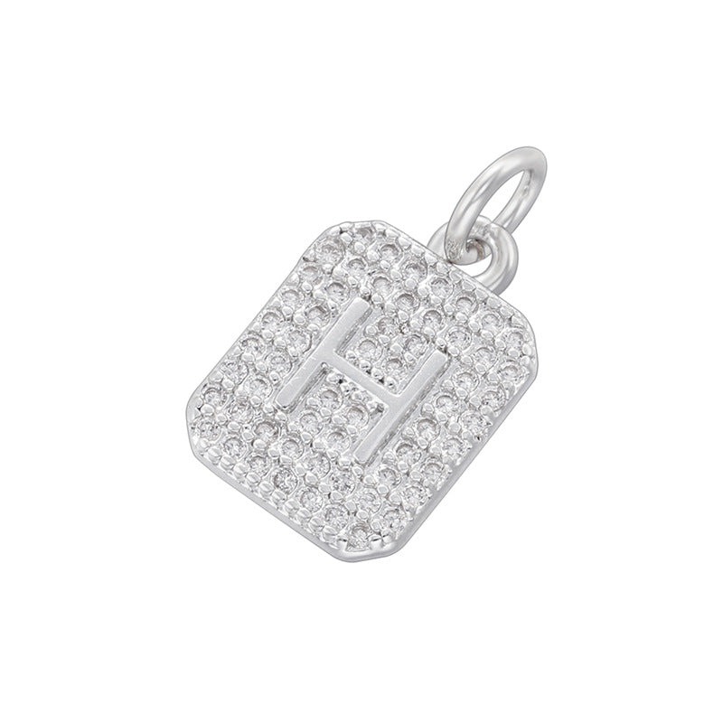 10-26pcs/lot 17*9.5mm CZ Square Initial Letter Alphabet Charms-Gold & Silver CZ Paved Charms Initials & Numbers New Charms Arrivals Charms Beads Beyond