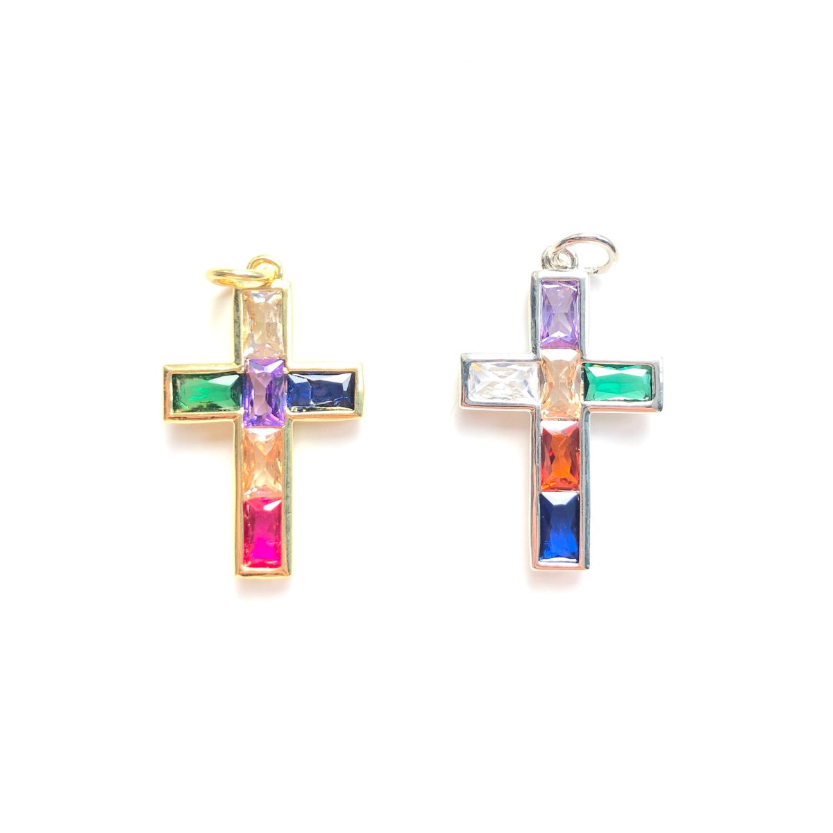 10pcs/lot Colorful CZ Pave Cross Charm Pendants