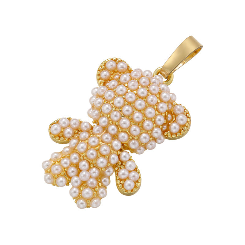 10pcs/lot Pearl Pave Gold Silver Cute Bear Charms Style 1 Gold CZ Paved Charms Animals & Insects Charms Beads Beyond