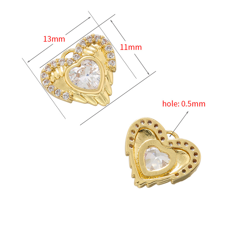 10pcs/lot Small Size CZ Paved Angel Wing Heart Charms CZ Paved Charms Hearts Small Sizes Charms Beads Beyond