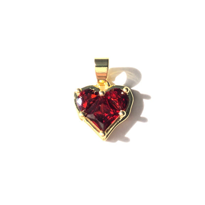 10pcs/lot 20*14mm Purple Pink Red Clear CZ Paved Heart Charms Red on Gold CZ Paved Charms Hearts New Charms Arrivals Charms Beads Beyond