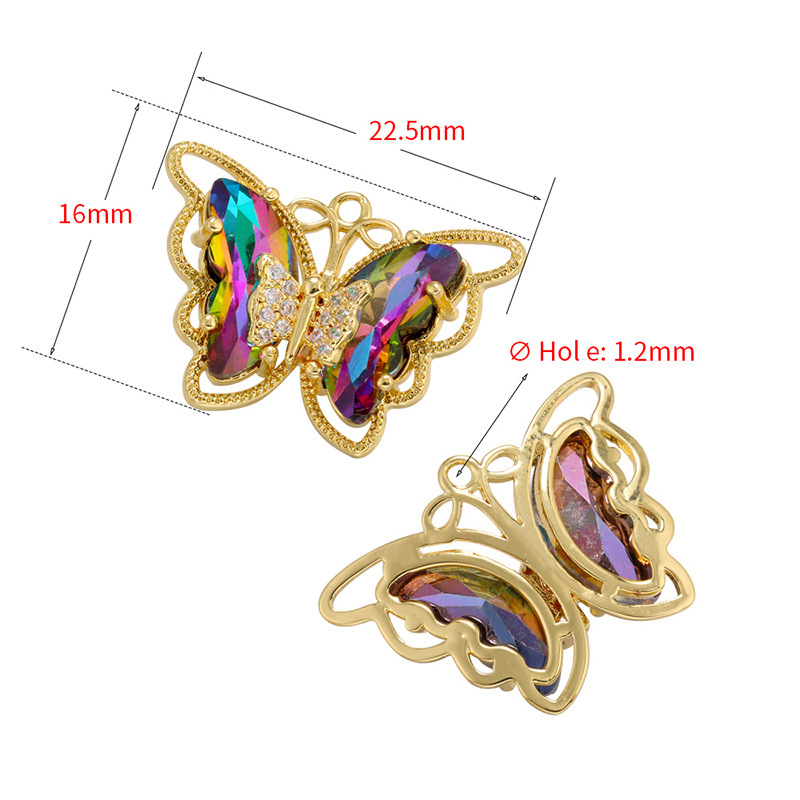 10pcs/lot 22.5*16mm Colorful Crystal Glass Butterfly Charms Multicolor CZ Paved Charms Butterflies Charms Beads Beyond