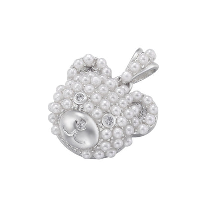 10pcs/lot Pearl Pave Gold Silver Cute Bear Charms Style 2 Silver CZ Paved Charms Animals & Insects Charms Beads Beyond