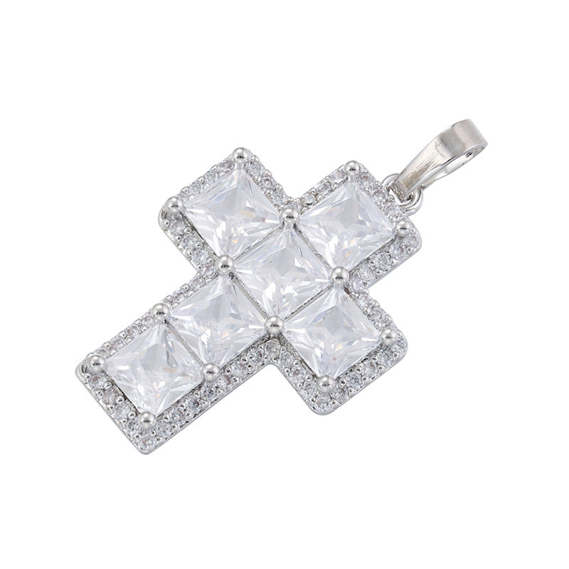 5-10pcs/lot 32*18.5mm Pink Green Clear CZ Paved Cross Charms Clear on Silver CZ Paved Charms Crosses New Charms Arrivals Charms Beads Beyond