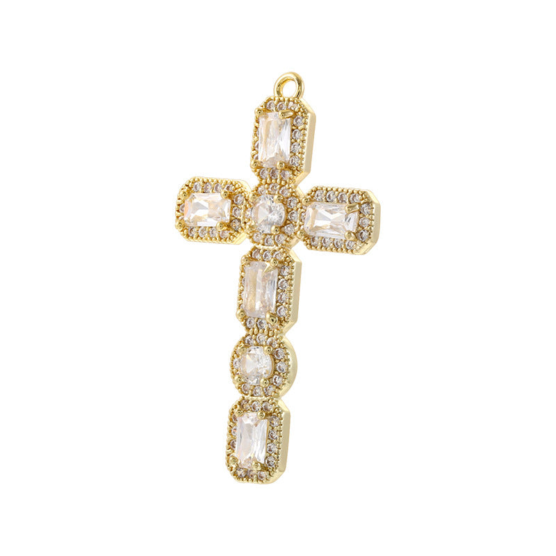 10pcs/lot Multicolor Blue Clear CZ Paved Cross Charms Clear CZ-Gold CZ Paved Charms Crosses New Charms Arrivals Charms Beads Beyond