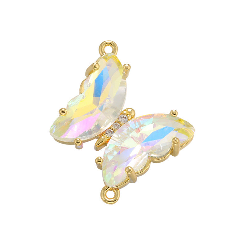 10pcs/lot 15*16mm Colorful Crystal Glass Butterfly Connector Clear AB CZ Paved Connectors Butterflies Charms Beads Beyond