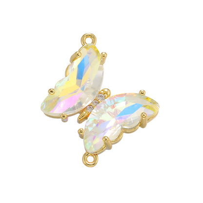 10pcs/lot 15*16mm Colorful Crystal Glass Butterfly Connector Clear AB CZ Paved Connectors Butterflies Charms Beads Beyond