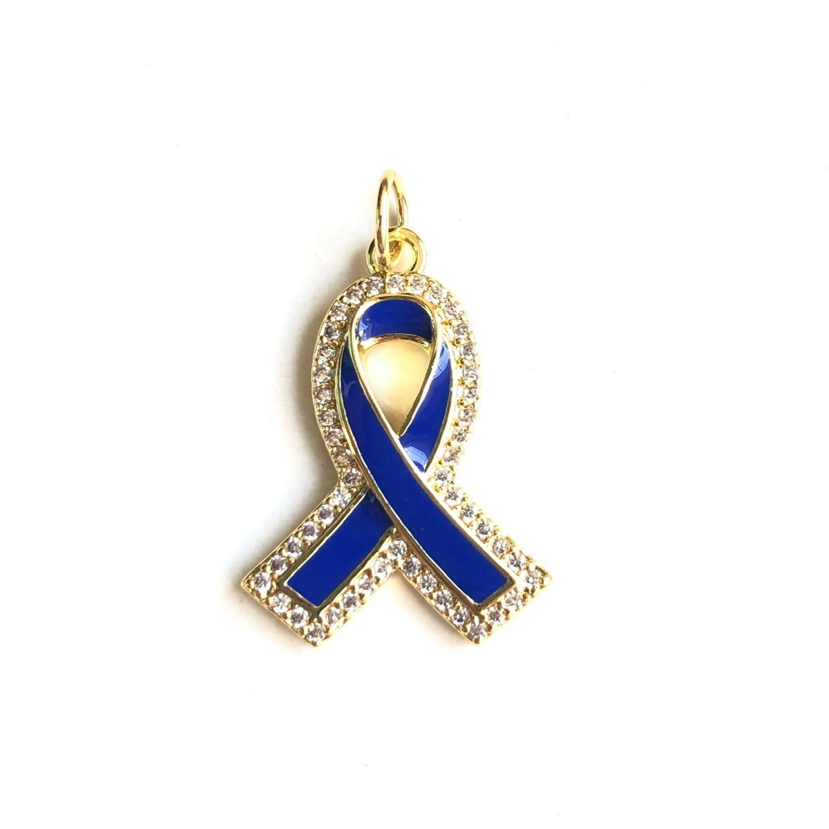 10pcs/lot CZ Paved Pink Blue Purple Ribbon Charms Blue Ribbon Gold CZ Paved Charms Breast Cancer Awareness New Charms Arrivals Charms Beads Beyond