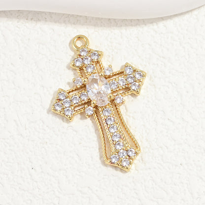 10pcs/lot Multicolor Clear CZ Paved Cross Charms Clear CZ-Gold CZ Paved Charms Crosses New Charms Arrivals Charms Beads Beyond