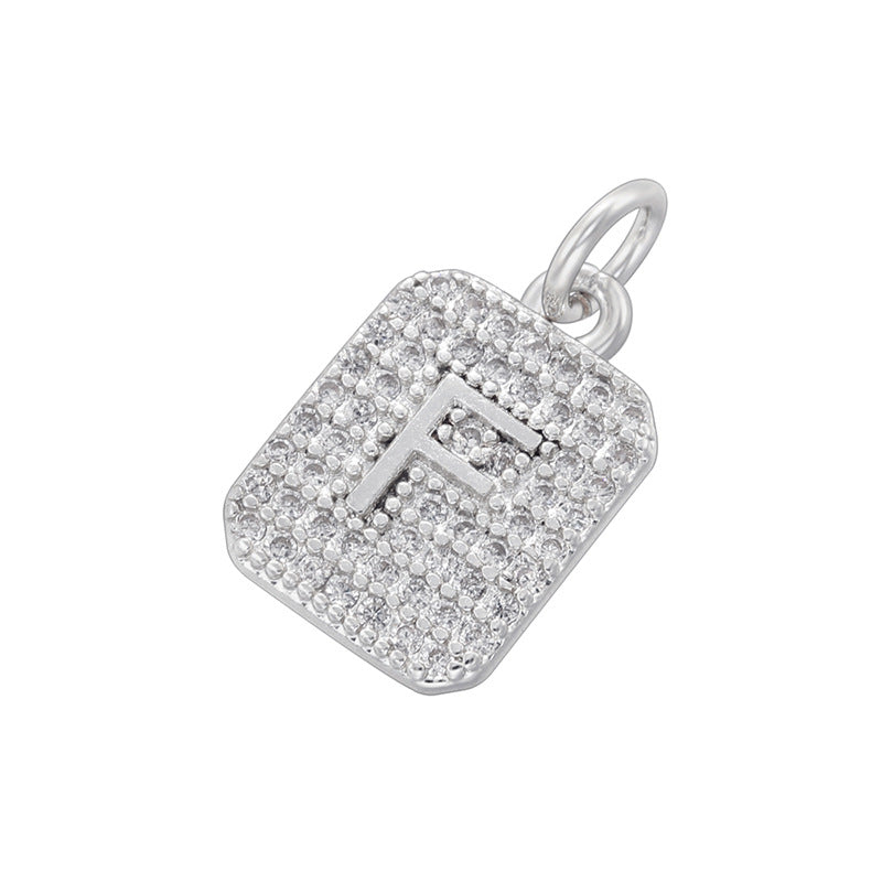 10-26pcs/lot 17*9.5mm CZ Square Initial Letter Alphabet Charms-Gold & Silver CZ Paved Charms Initials & Numbers New Charms Arrivals Charms Beads Beyond