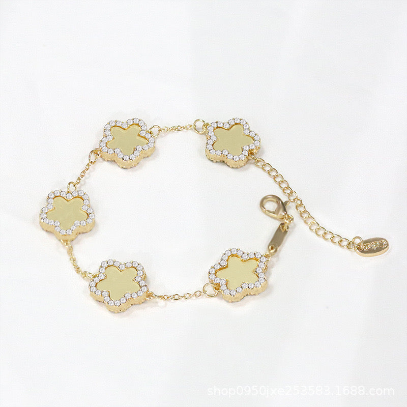 12pcs/lot Bling Rhinestone Pave Colorful Flower Bracelets Yellow Women Bracelets Charms Beads Beyond