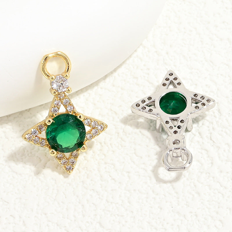 10pcs/lot Small Size Blue Pink Green Clear CZ Paved Star Charms Green CZ-Mix Colors CZ Paved Charms Small Sizes Sun Moon Stars Charms Beads Beyond