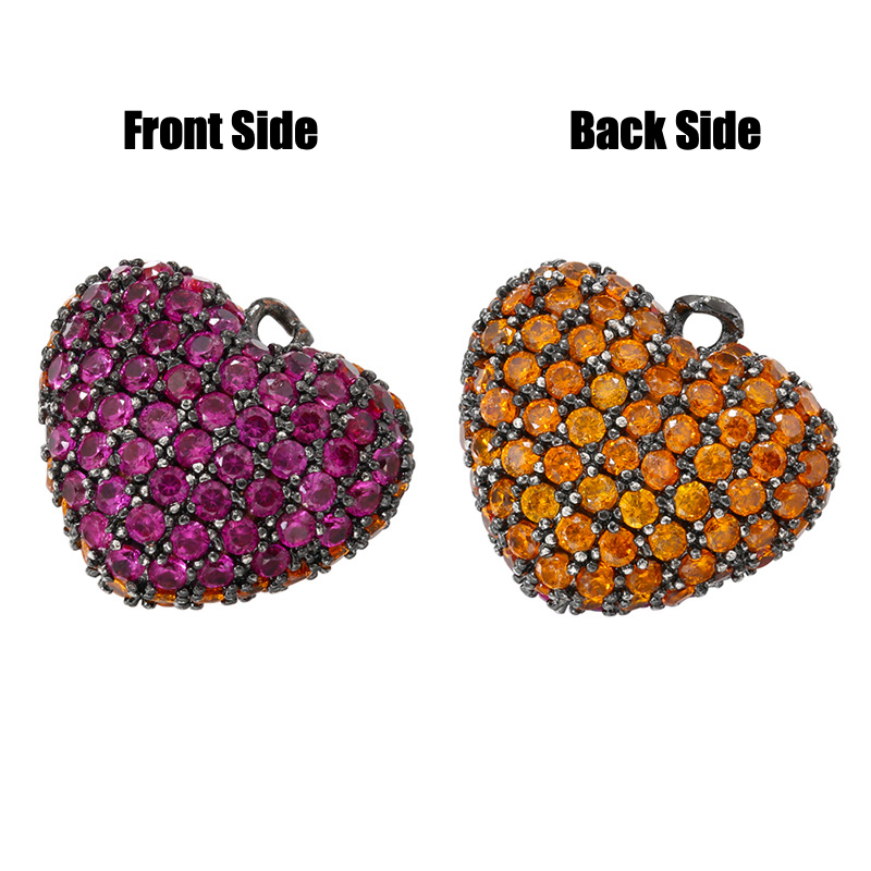 10pcs/lot Colorful CZ Paved 3D Cute Heart Bone Charms Hearts on Black CZ Paved Charms Hearts Small Sizes Charms Beads Beyond