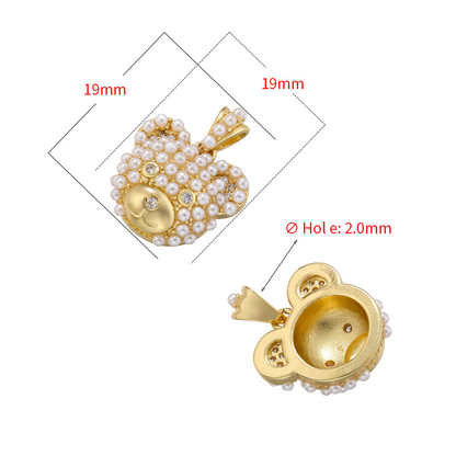 10pcs/lot Pearl Pave Gold Silver Cute Bear Charms CZ Paved Charms Animals & Insects Charms Beads Beyond