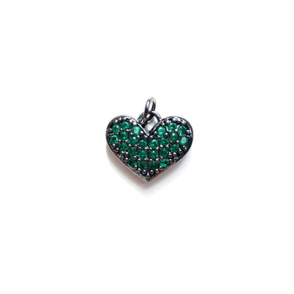 10pcs/lot 15*12mm Small Size Fuchsia CZ Pave Heart Charms