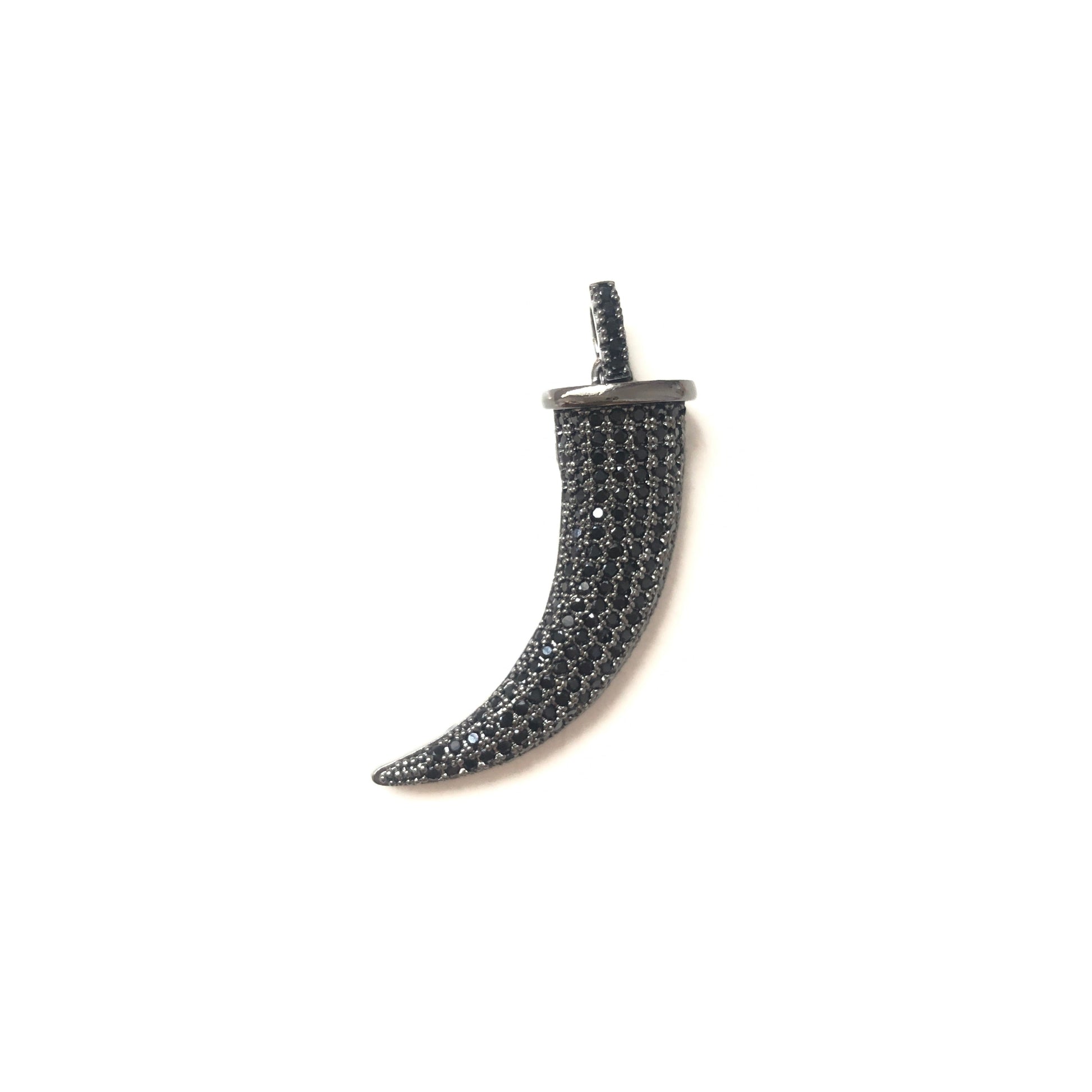 10pcs/lot 40*14mm CZ Paved Horn Charms Black on Black CZ Paved Charms Symbols Charms Beads Beyond