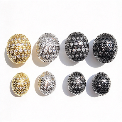 10pcs/lot 16mm 20mm CZ Paved Oval Egg Spacer Beads CZ Paved Spacers New Spacers Arrivals Oval Spacers Charms Beads Beyond