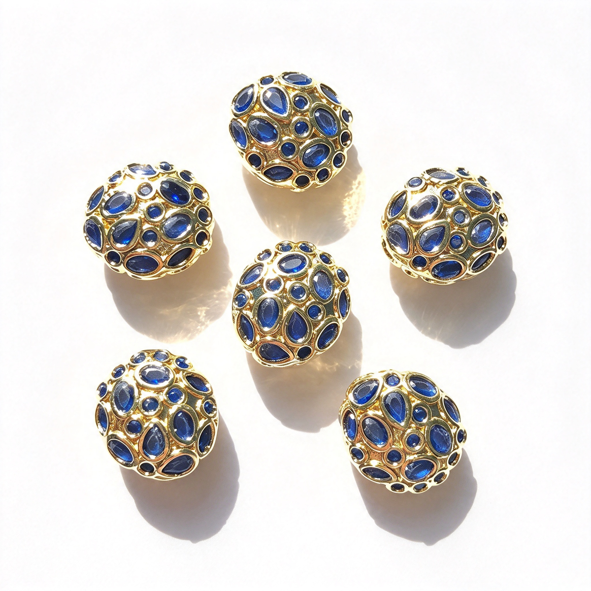 5-10pcs/lot 13*11.6mm Purple Green Blue Fuchsia CZ Egg Beads Spacers Blue on Gold CZ Paved Spacers Egg Beads New Spacers Arrivals Charms Beads Beyond