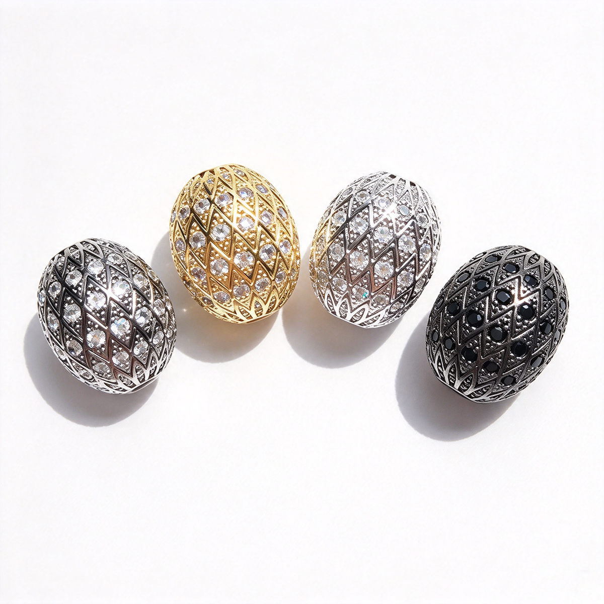 10pcs/lot 16mm 20mm CZ Paved Oval Egg Spacer Beads Mix Colors CZ Paved Spacers New Spacers Arrivals Oval Spacers Charms Beads Beyond