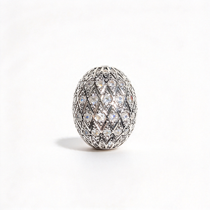 10pcs/lot 16mm 20mm CZ Paved Oval Egg Spacer Beads Clear on Silver CZ Paved Spacers New Spacers Arrivals Oval Spacers Charms Beads Beyond