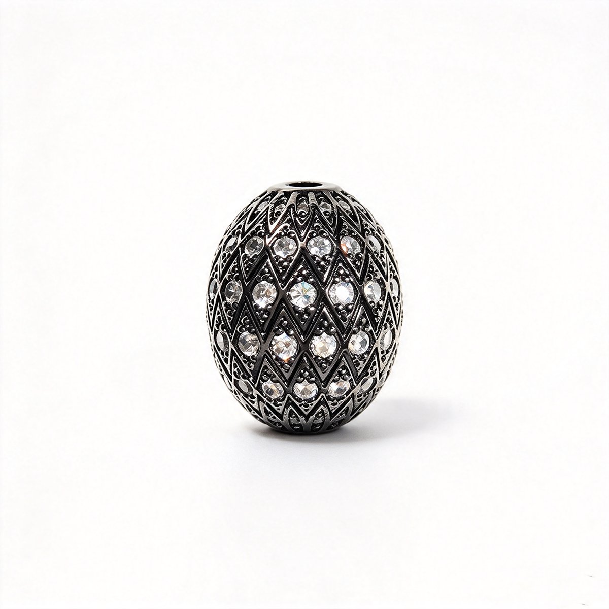 10pcs/lot 16mm 20mm CZ Paved Oval Egg Spacer Beads Clear on Black CZ Paved Spacers New Spacers Arrivals Oval Spacers Charms Beads Beyond