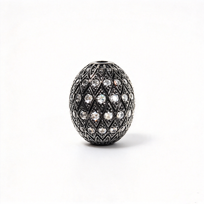 10pcs/lot 16mm 20mm CZ Paved Oval Egg Spacer Beads Clear on Black CZ Paved Spacers New Spacers Arrivals Oval Spacers Charms Beads Beyond