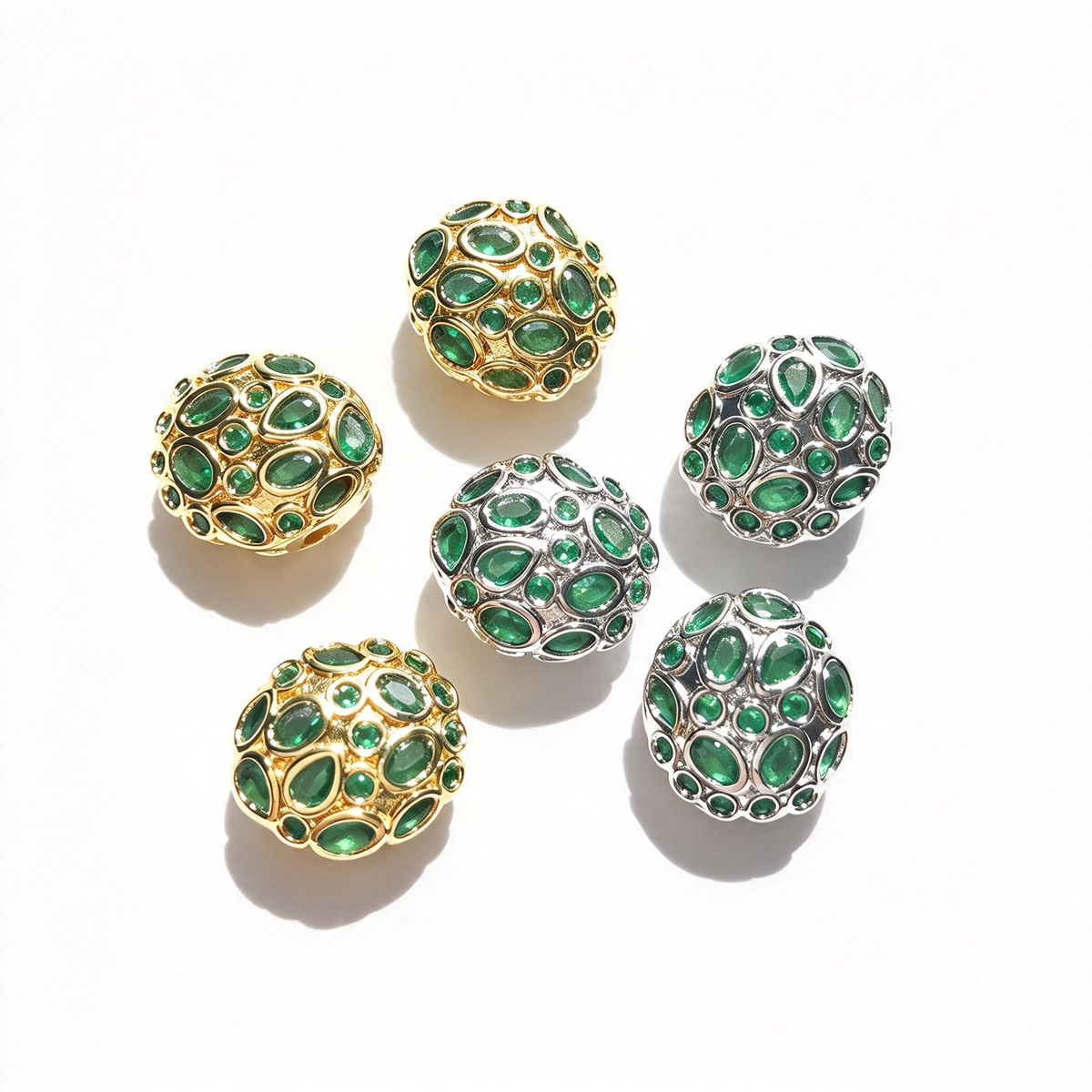 5-10pcs/lot 13*11.6mm Purple Green Blue Fuchsia CZ Egg Beads Spacers Mix Green CZ Paved Spacers Egg Beads New Spacers Arrivals Charms Beads Beyond