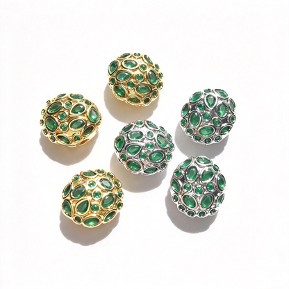 5-10pcs/lot 13*11.6mm Purple Green Blue Fuchsia CZ Egg Beads Spacers Mix Green CZ Paved Spacers Egg Beads New Spacers Arrivals Charms Beads Beyond