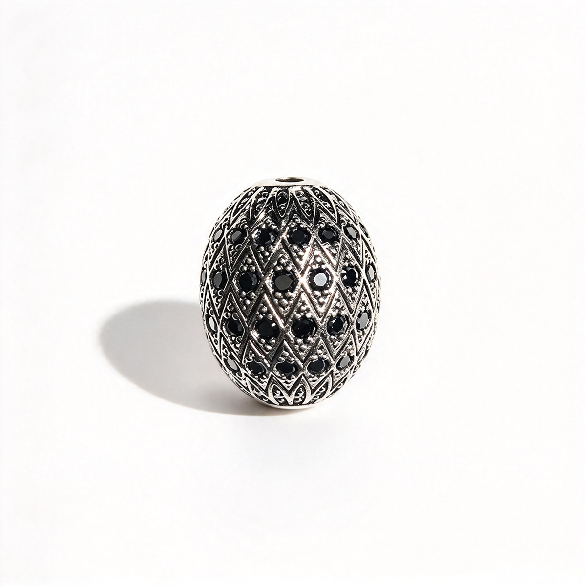 10pcs/lot 16mm 20mm CZ Paved Oval Egg Spacer Beads Black on Black CZ Paved Spacers New Spacers Arrivals Oval Spacers Charms Beads Beyond