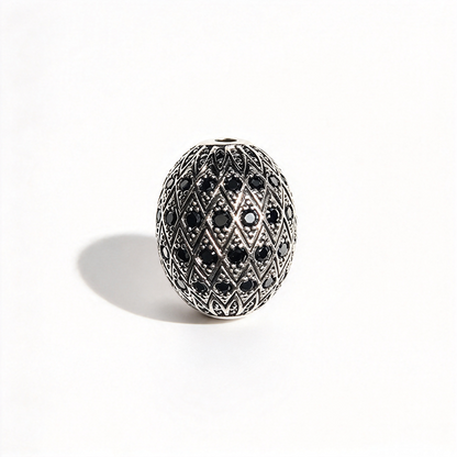 10pcs/lot 16mm 20mm CZ Paved Oval Egg Spacer Beads Black on Black CZ Paved Spacers New Spacers Arrivals Oval Spacers Charms Beads Beyond