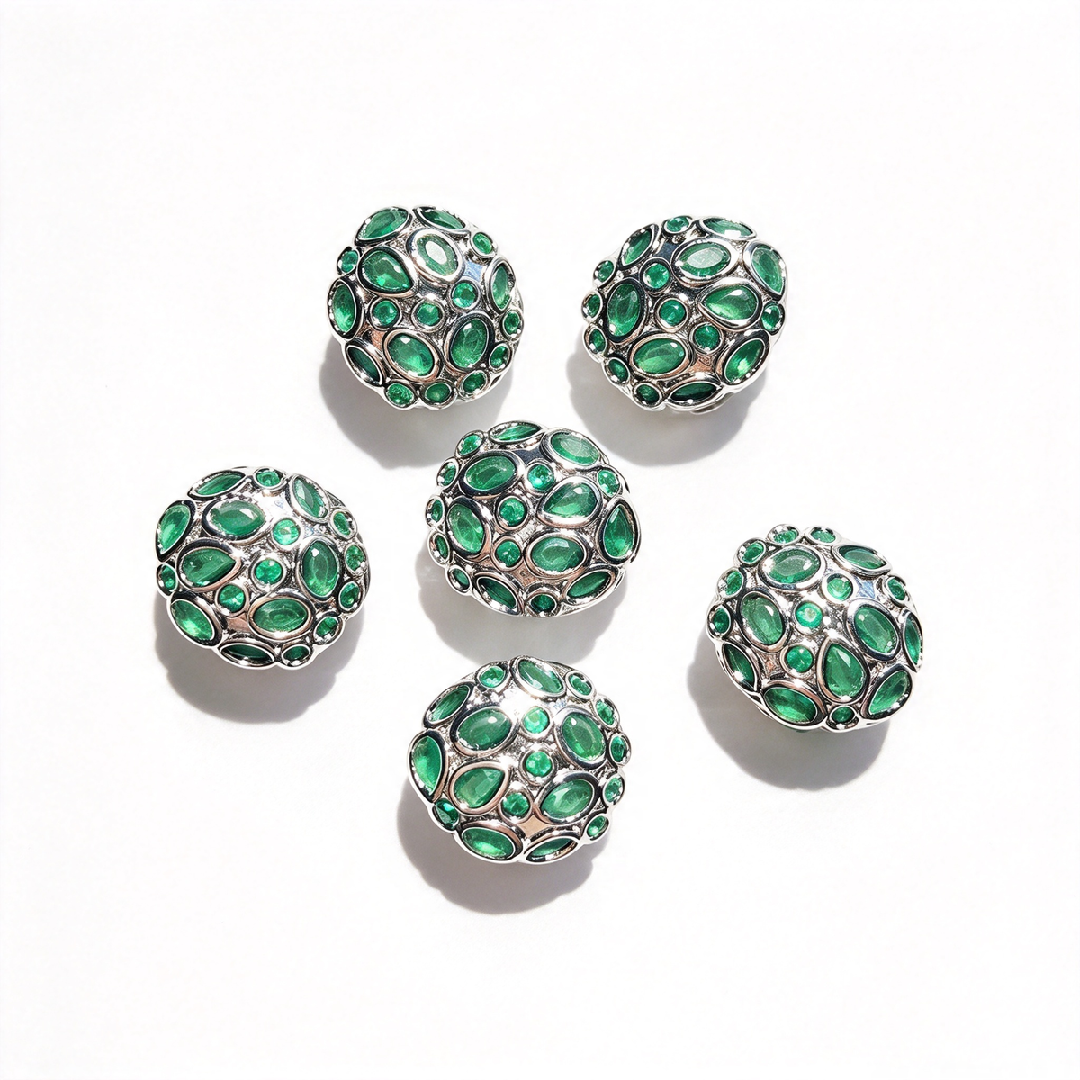 5-10pcs/lot 13*11.6mm Purple Green Blue Fuchsia CZ Egg Beads Spacers Green on Silver CZ Paved Spacers Egg Beads New Spacers Arrivals Charms Beads Beyond