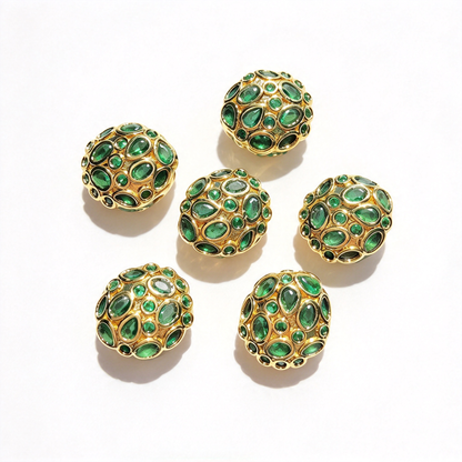 5-10pcs/lot 13*11.6mm Purple Green Blue Fuchsia CZ Egg Beads Spacers Green on Gold CZ Paved Spacers Egg Beads New Spacers Arrivals Charms Beads Beyond