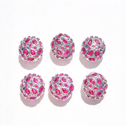 5-10pcs/lot 13*11.6mm Purple Green Blue Fuchsia CZ Egg Beads Spacers Fuchsia on Silver CZ Paved Spacers Egg Beads New Spacers Arrivals Charms Beads Beyond