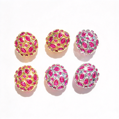 5-10pcs/lot 13*11.6mm Purple Green Blue Fuchsia CZ Egg Beads Spacers Mix Fuchsia CZ Paved Spacers Egg Beads New Spacers Arrivals Charms Beads Beyond