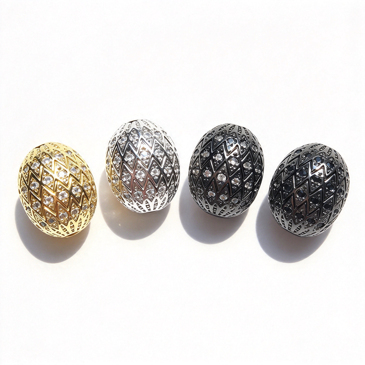 10pcs/lot 16mm 20mm CZ Paved Oval Egg Spacer Beads CZ Paved Spacers New Spacers Arrivals Oval Spacers Charms Beads Beyond