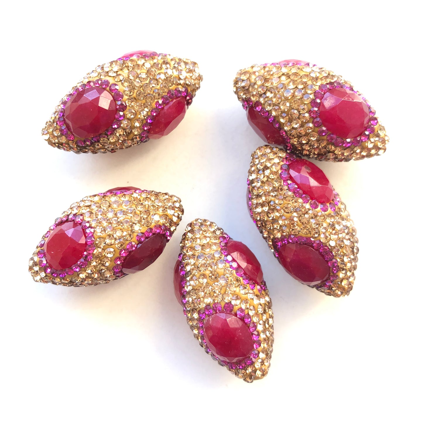 1PC Multicolor Rhinestone Pave Oval Spacers / Focal Beads Rhinestone Spacers Focal Beads Charms Beads Beyond
