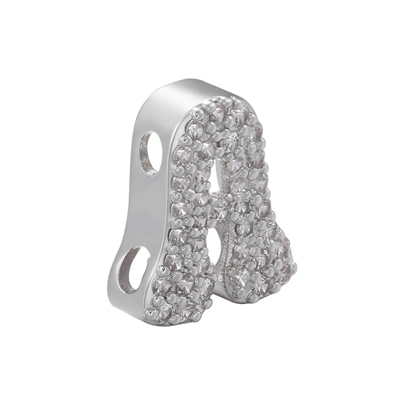 10-26pcs/lot CZ Paved Initial Letter Alphabet Beads-Gold, Silver