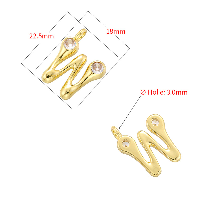 10-26pcs/lot 22.5*18mm CZ Paved Initial Letter Alphabet Charms-Gold, Silver
