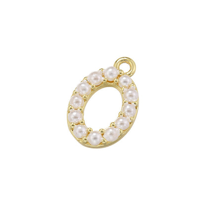 10-26pcs/lot 14*10mm Pearl Paved Initial Letter Alphabet Beads-Gold, Silver