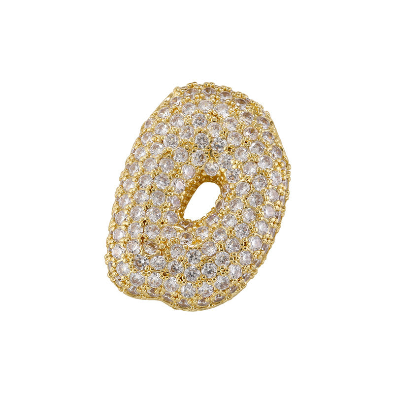 10-26pcs/lot 27*25mm CZ Paved Initial Letter Alphabet Beads Charms-Gold, Silver