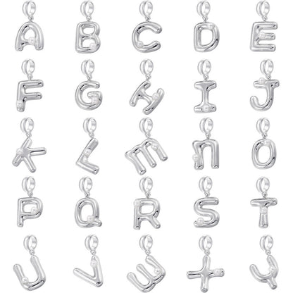 10-26pcs/lot 23*10.5mm Pearl Paved Initial Letter Alphabet Beads-Gold, Silver
