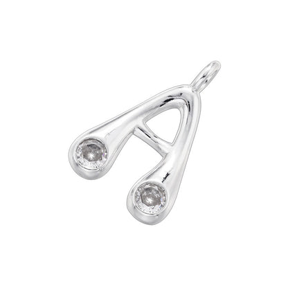 10-26pcs/lot 22.5*18mm CZ Paved Initial Letter Alphabet Charms-Gold, Silver