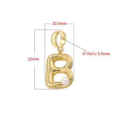 10-26pcs/lot 23*10.5mm Pearl Paved Initial Letter Alphabet Beads-Gold, Silver