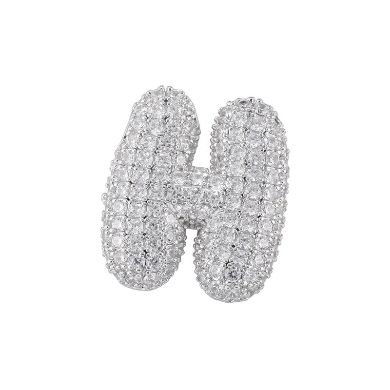10-26pcs/lot 27*25mm CZ Paved Initial Letter Alphabet Beads Charms-Gold, Silver