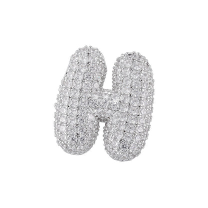 10-26pcs/lot 27*25mm CZ Paved Initial Letter Alphabet Beads Charms-Gold, Silver