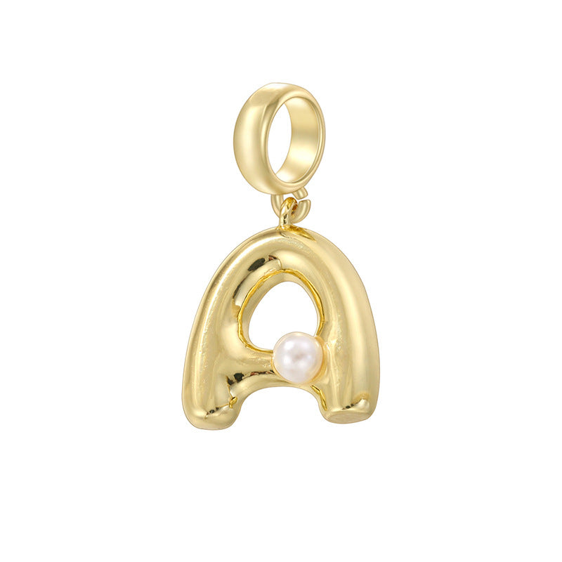 10-26pcs/lot 23*10.5mm Pearl Paved Initial Letter Alphabet Beads-Gold, Silver