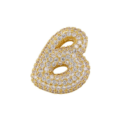 10-26pcs/lot 27*25mm CZ Paved Initial Letter Alphabet Beads Charms-Gold, Silver