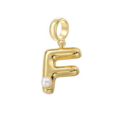 10-26pcs/lot 23*10.5mm Pearl Paved Initial Letter Alphabet Beads-Gold, Silver