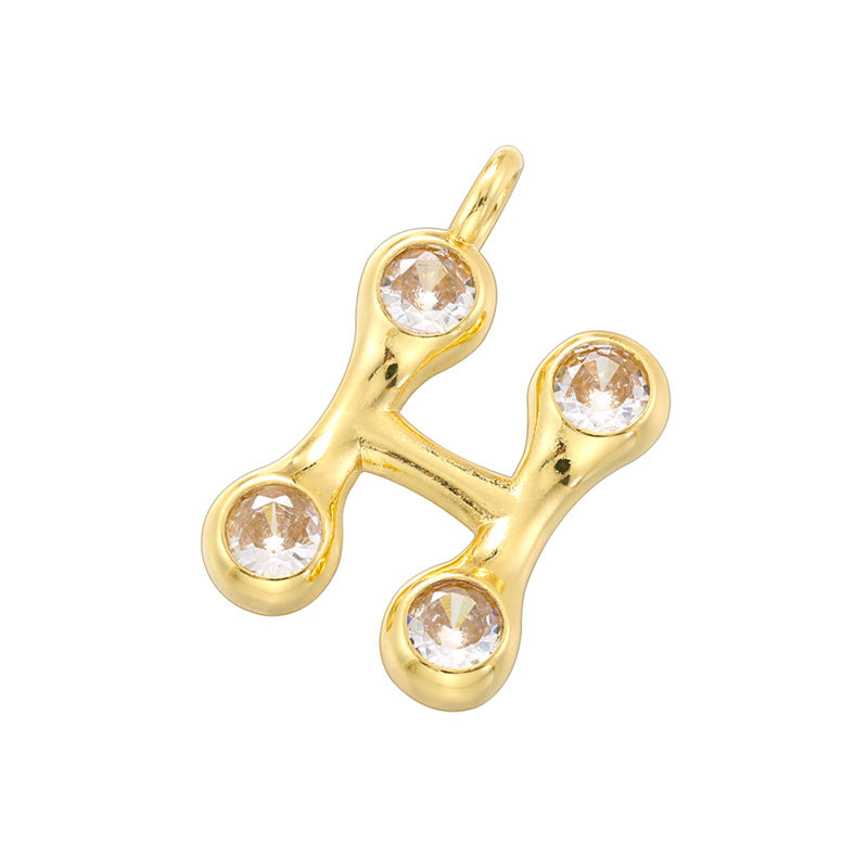 10-26pcs/lot 22.5*18mm CZ Paved Initial Letter Alphabet Charms-Gold, Silver
