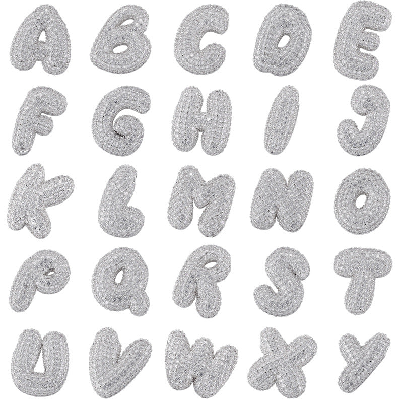 10-26pcs/lot 27*25mm CZ Paved Initial Letter Alphabet Beads Charms-Gold, Silver